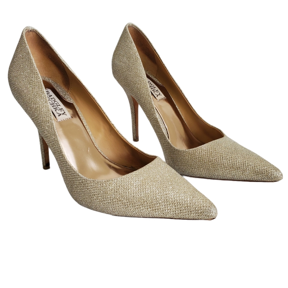 Badgley Mischka Gold Glitter Heels